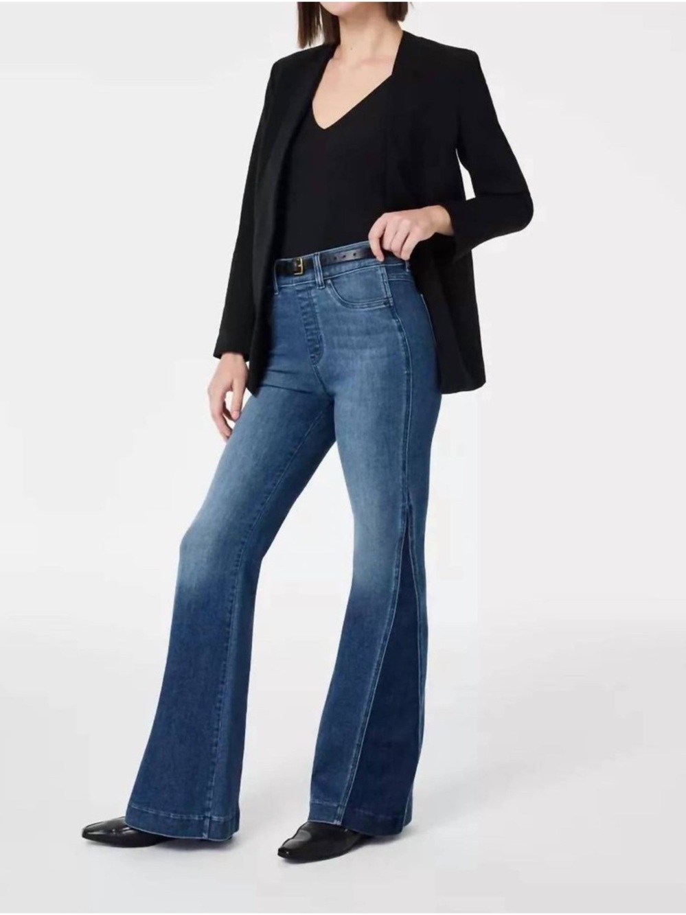 SPANX‎ Two toned flare jeans western festival cotton stretch flattering M